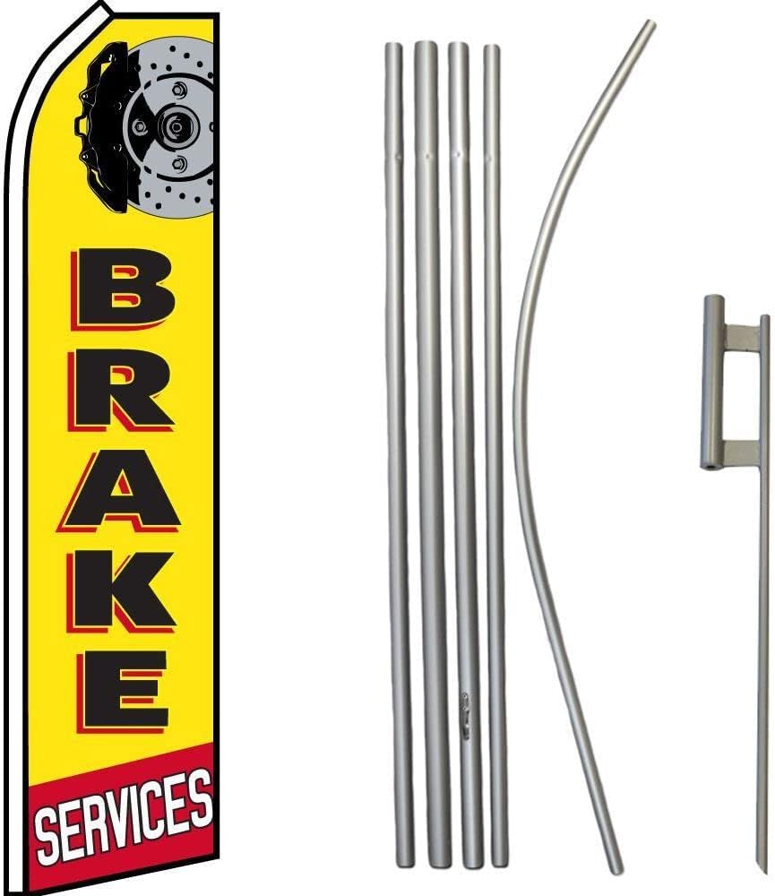 Premium Brake Services Red Swooper Flag & 16ft Flagpole KitGround