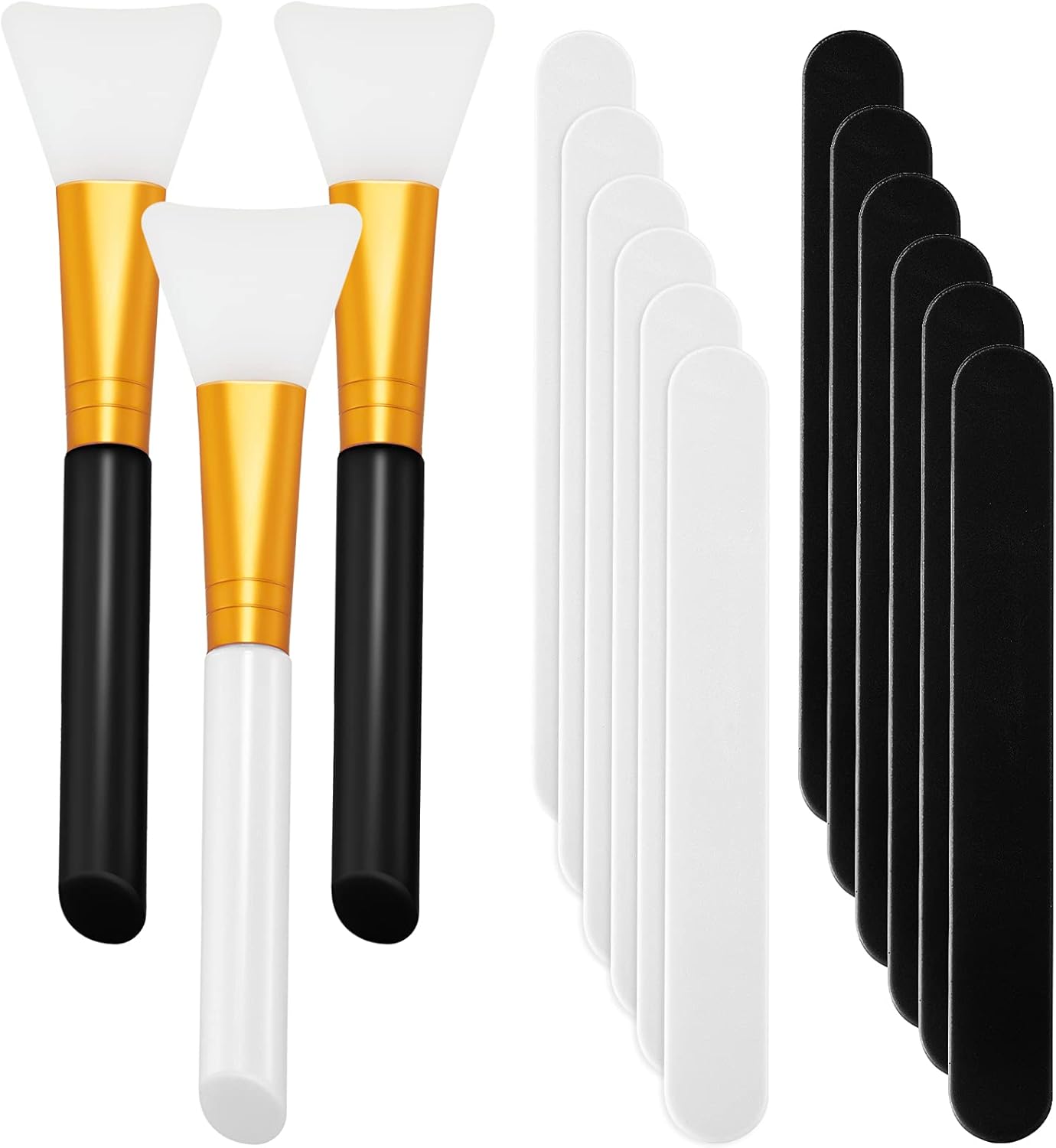 Los juegos de 15 palitos reutilizables incluyen 12 varillas de resina para maquillaje y 3 pinceles epoxi de silicona para mezclar resina, epoxi