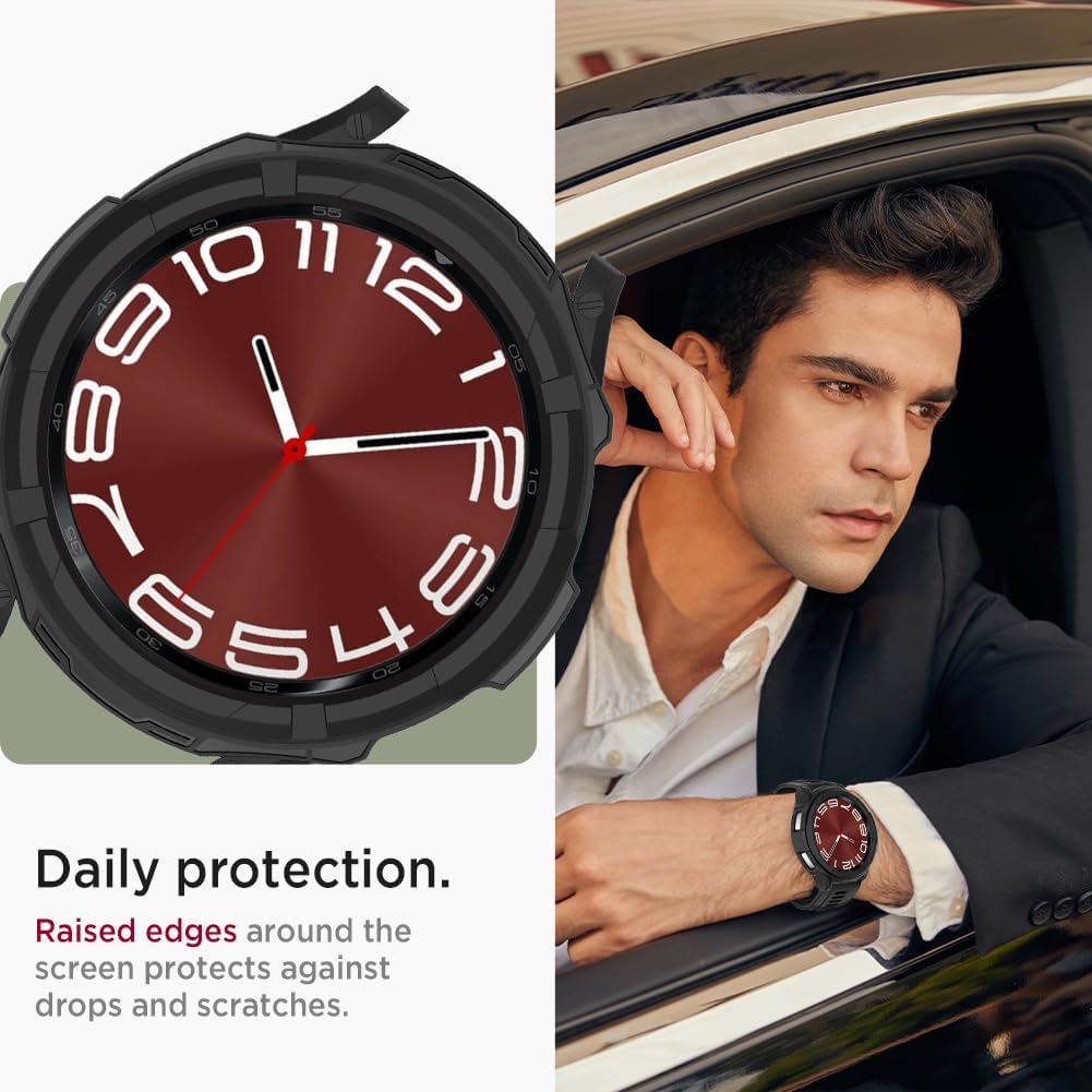 Miimall Funda compatible con Samsung Galaxy Watch 6 Classic de 1.73 pulgadas, carcasa protectora militar de TPU + anillo para Galaxy Watch Classic 6