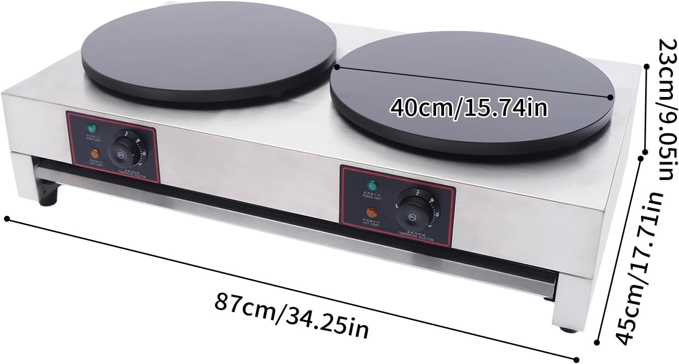 Máquina para hacer crepas, sartén eléctrica antiadherente de 110 V, máquina comercial para hacer crepas, crepes de acero inoxidable para desayunar