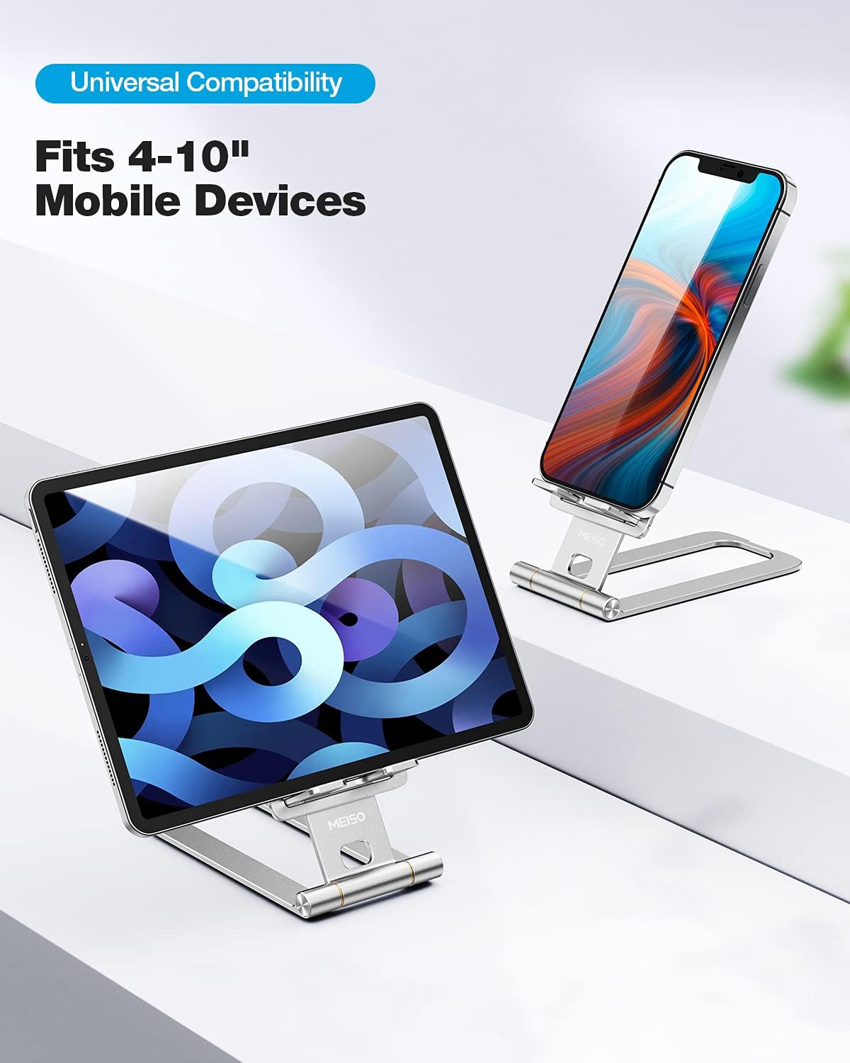 MEISO Soporte para teléfono celular, totalmente plegable para escritorio, soporte de teléfono móvil de escritorio compatible con iPhone, Samsung