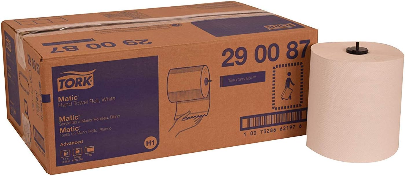 SCA Tork Advanced – Rollo de toalla de mano, color blanco, 700 pies por rollo, 6 rollos por caja