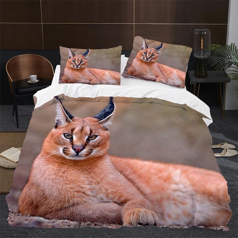 Brown Big Floppa Twin Duvet Cover Animal Print Twin Bedding Sets Soft Microfiber Comforter Cover and 2 Pillow Shams 20″X26″, Bed Set Duvet Covers