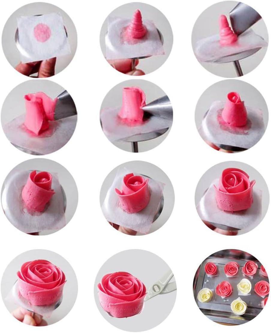Kit de herramientas para hacer flores de glaseado, 7 puntas de tuberías de flores con 20 bolsas de glaseado desechables, 4 uñas de flores para