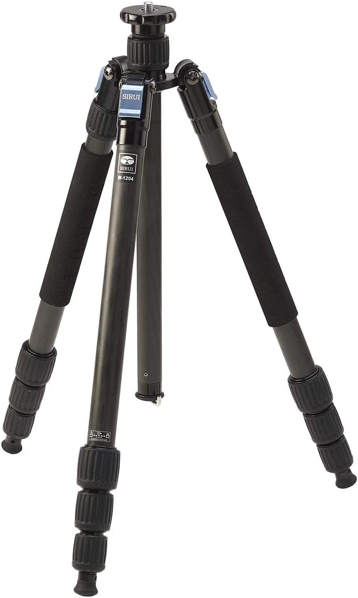 Sirui W-1204 Trípode de fibra de carbono impermeable de 4 secciones, capacidad de 33.1 libras, altura máxima de 65 pulgadas, gris (6913)