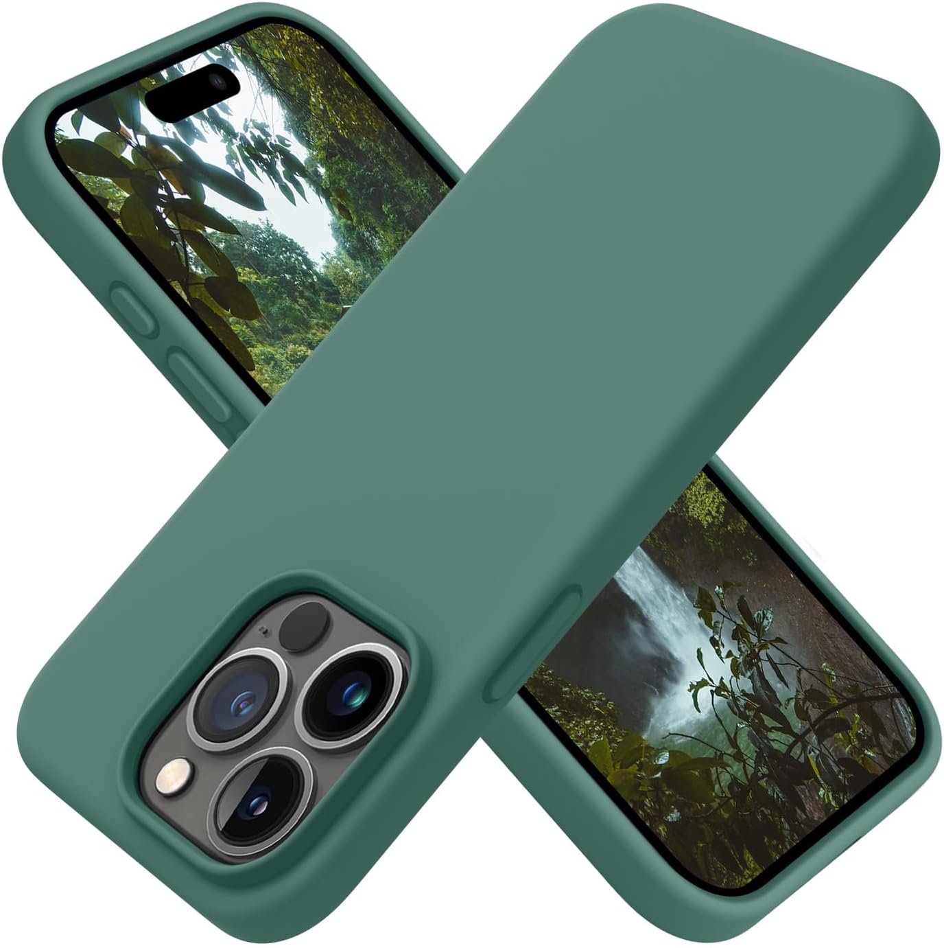 OTOFLY Compatible con iPhone 15 Pro Max, funda delgada de silicona a prueba de golpes para iPhone 15 ProMax (6.7 pulgadas) (verde pino)