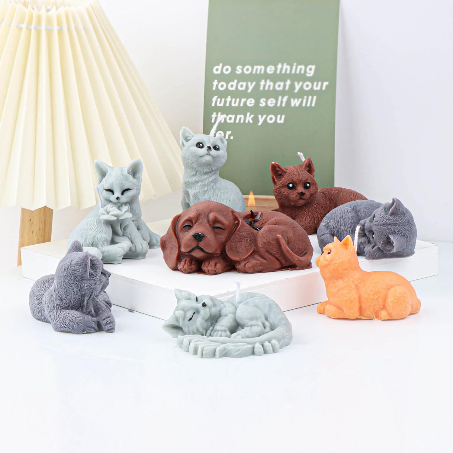 Grainrain Moldes de vela hechos a mano 3D molde de fabricación de velas molde de jabón de silicona animal gato (SXY231)