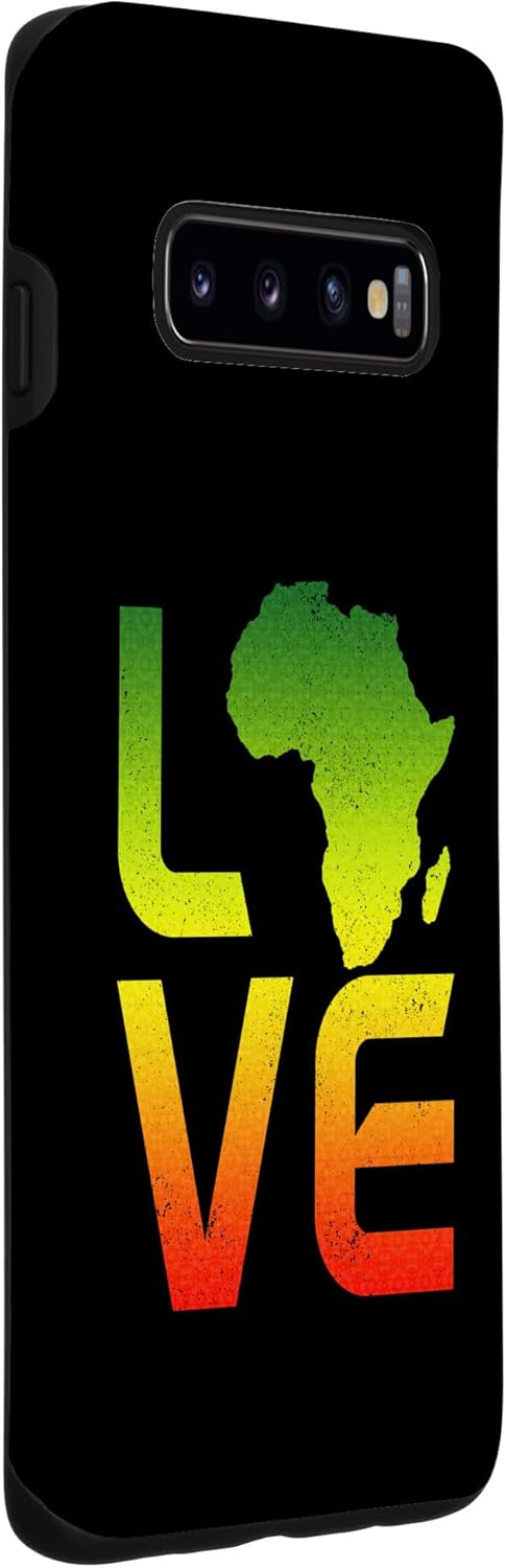 Galaxy S10 Africa LOVE African Map Black Pride Ethiopian Flag Roots Case