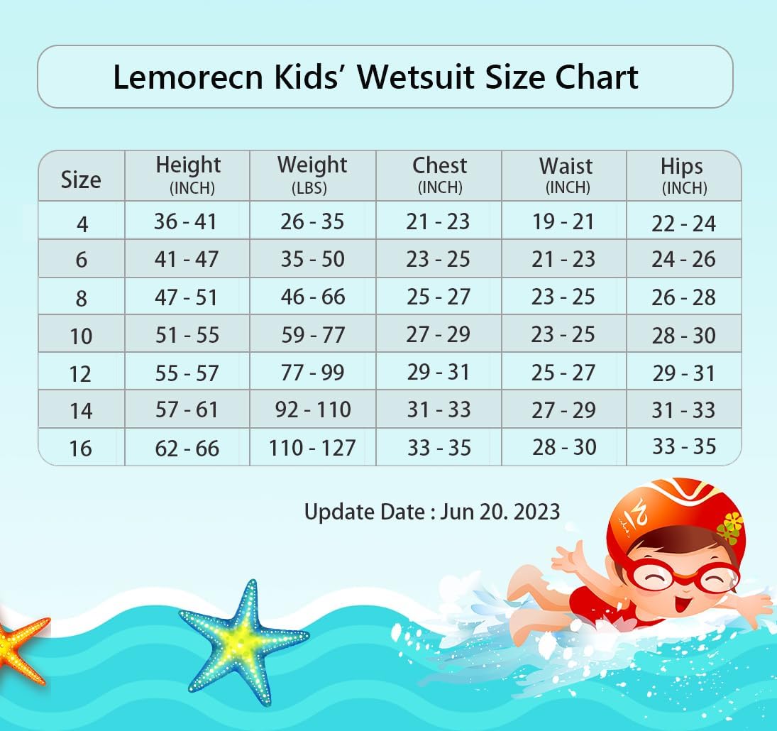 Lemorecn Trajes de neopreno de 0.118 in y 0.079 in para niños, trajes de baño cortos de neopreno prémium para jóvenes