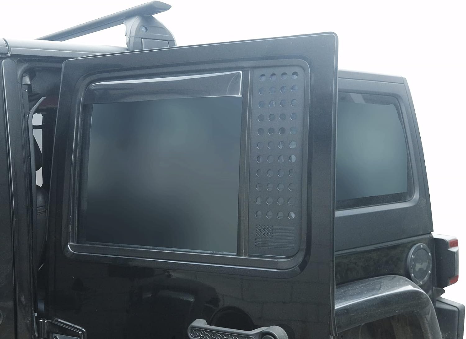 POETRYXIAO Calcomanías para ventana trasera, calcomanías de aleación de aluminio, cubierta de panel de vidrio, estilo bandera de EE. UU. para Jeep