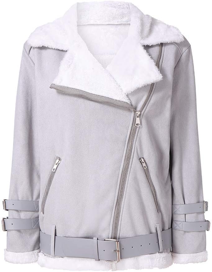 Chaquetas de gamuza para mujer, con solapa, cuello de vellón, con cinturón, forro de franela, abrigos, holgados, a la moda, talla extra grande XXL
