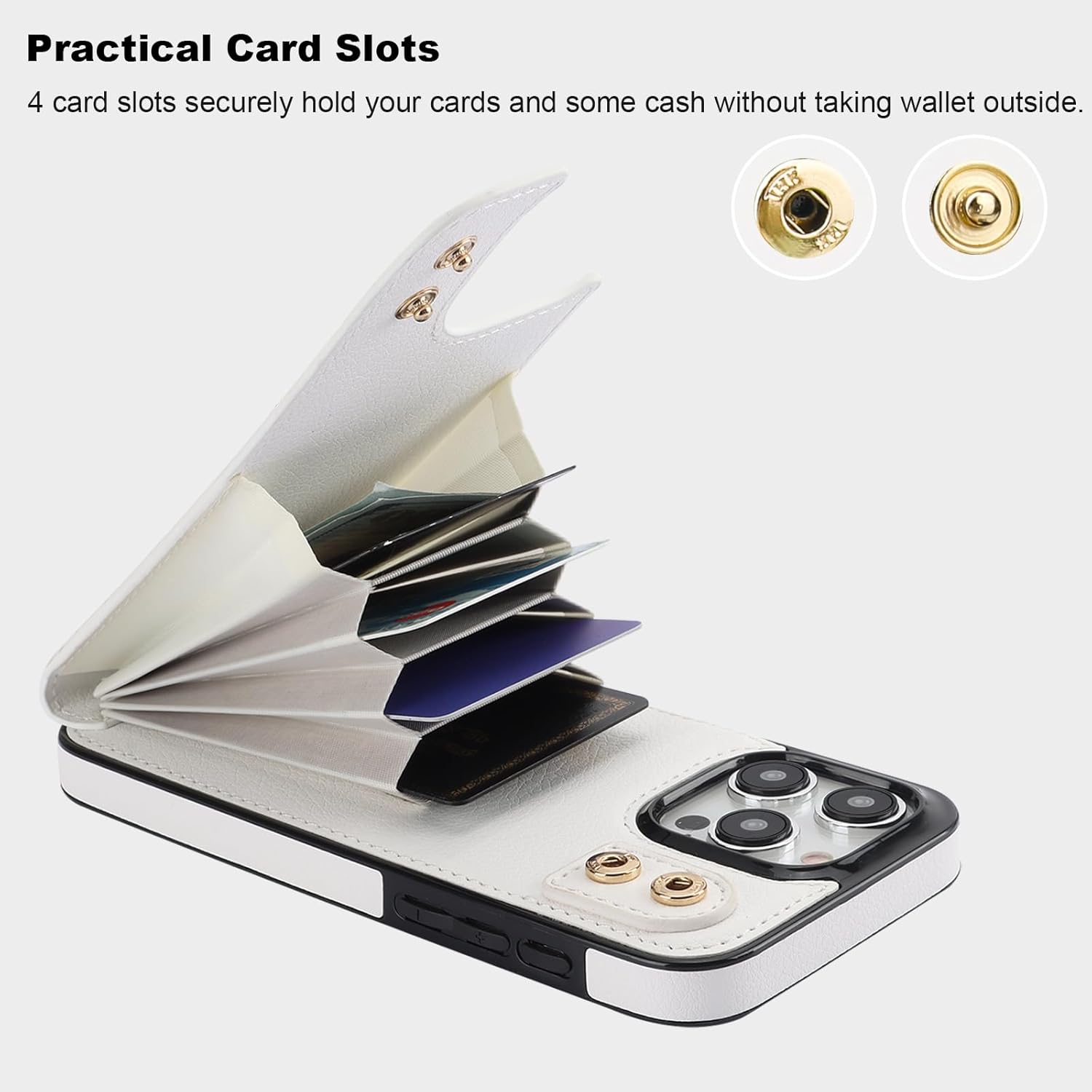 Folosu Funda compatible con iPhone 15 Pro Max con soporte para tarjetas, rotación de 360, soporte de anillo de dedo con función atril, bloqueo RFID,