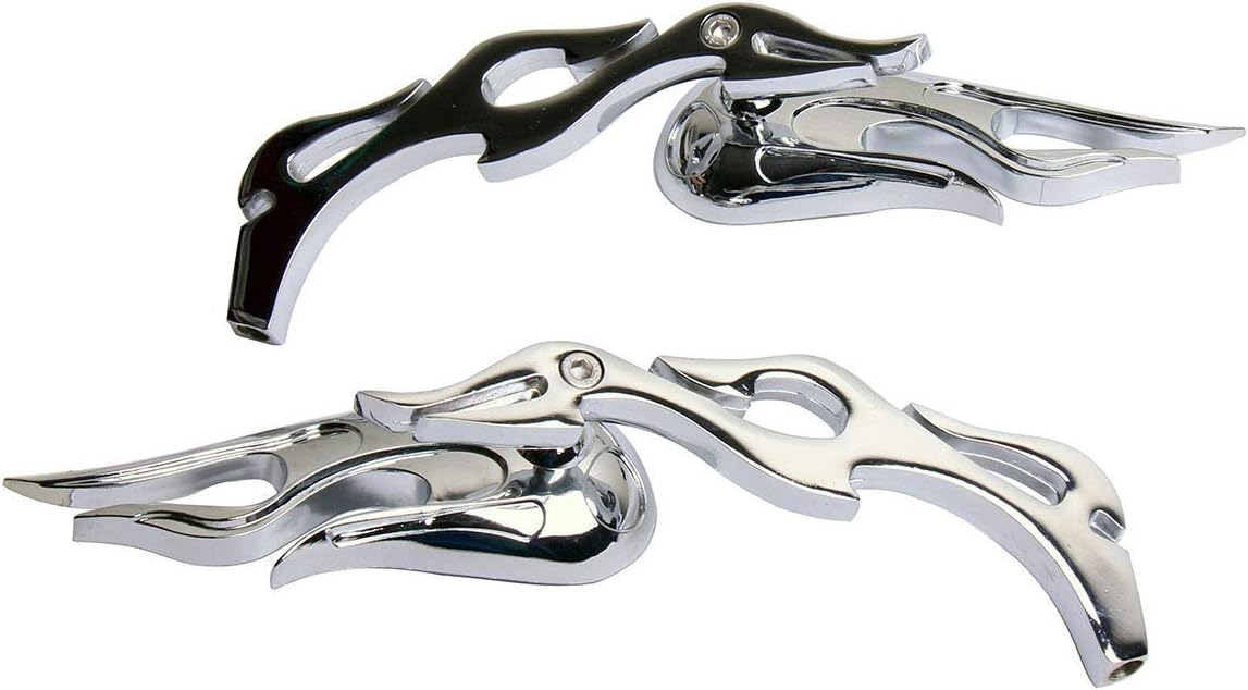 Espejos de motocicleta estilo llama cromados compatibles con Harley-Davidson Dyna Super Glide FXD 2001