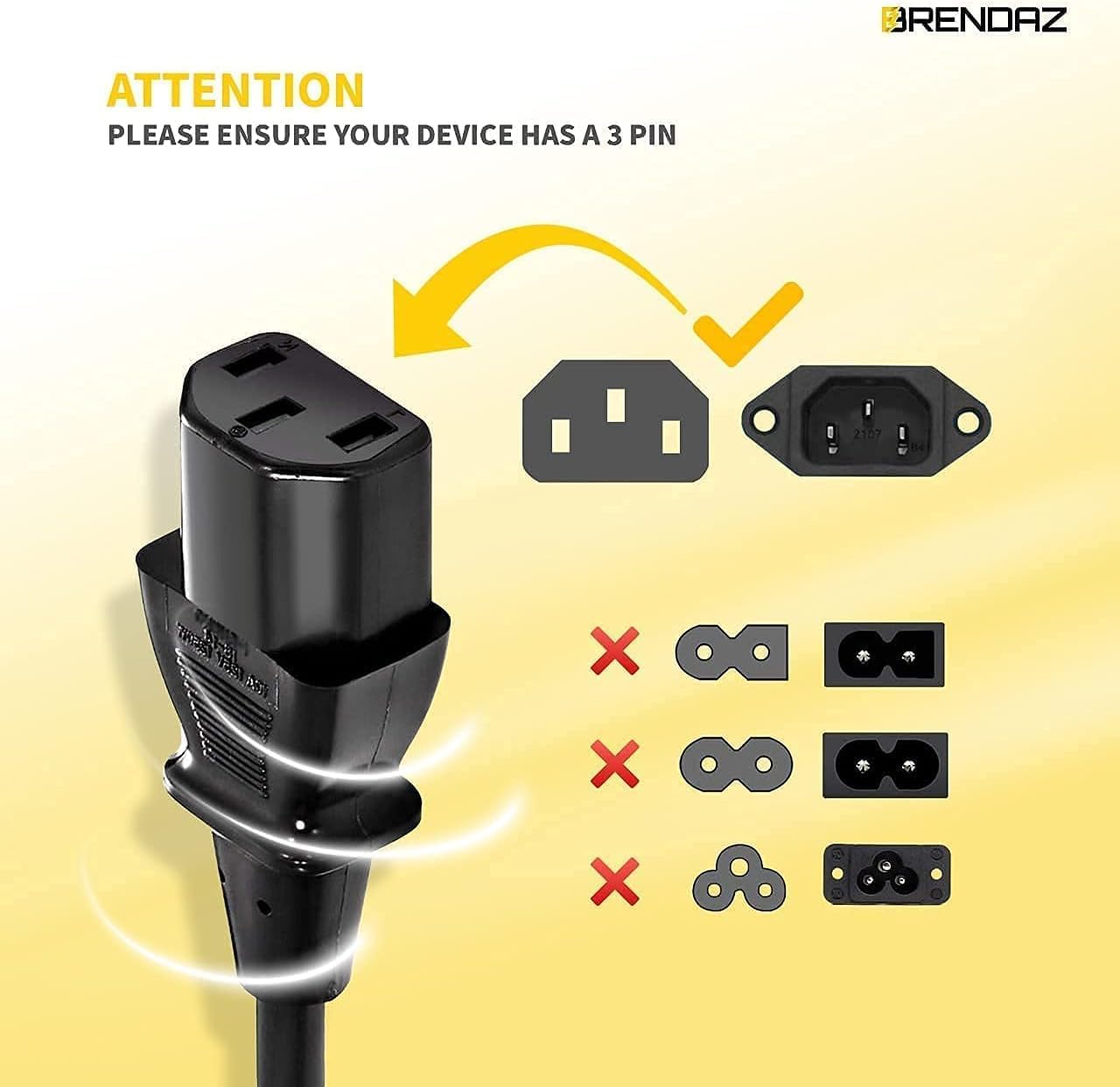 Cable de alimentación compatible con JBL EON715 de 15 pulgadas, EON712 de 12 pulgadas, EON710 de 10 pulgadas con altavoz PA alimentado (3 pies)