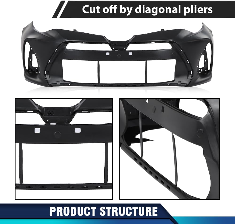 PIT66 Cubierta de parachoques delantero imprimada compatible con Toyota Corolla 2017-2019 (para modelos Sedan 4 puertas SE y XSE) TO1000424,