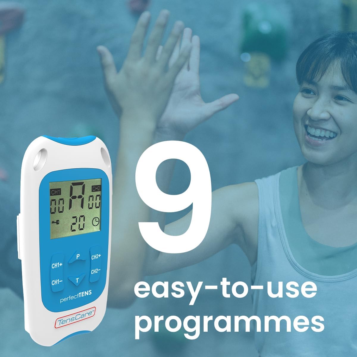TensCare Perfect TENS – Máquina TENS clínicamente probada para aliviar dolores de espalda, cadera, pierna, brazos, artritis y ciática