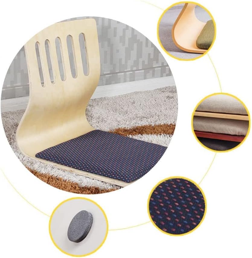 Silla de piso de madera, silla de suelo, asiento mecedor, cómodo sofá japonés, reclinable, soporte de espalda, ideal para juegos de lectura,