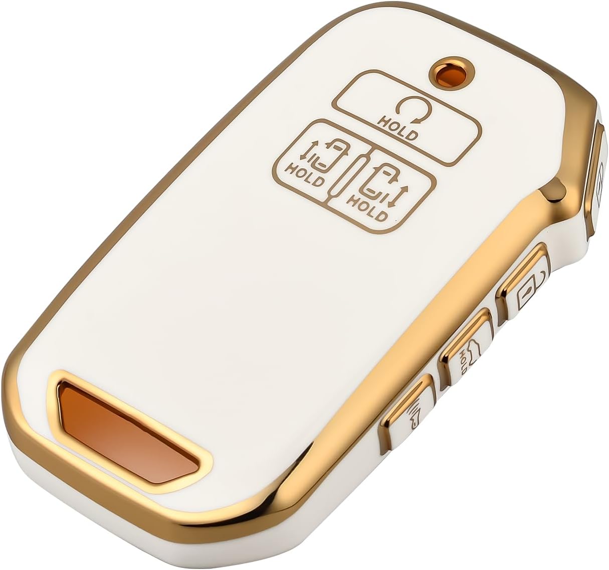 OFFCURVE Funda para llavero de coche compatible con Kia D7, Dorado, blanco