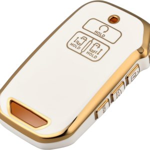 OFFCURVE Funda para llavero de coche compatible con Kia D7, Dorado, blanco OFFCURVE Funda para llavero de coche compatible con Kia D7, Dorado, blanco