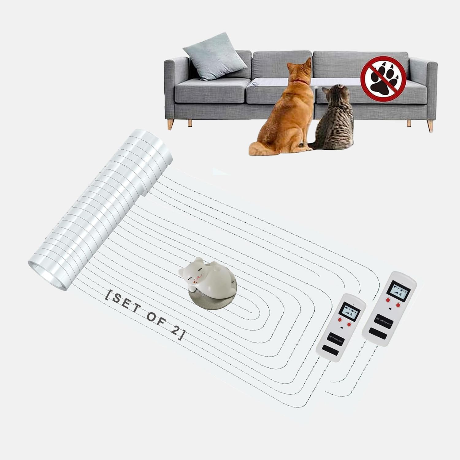 SEERWAY Scat – Alfombrilla de choque para mascotas mejorada 2 piezas de 60 x 12 pulgadas con probador, almohadillas de choque para perros y gatos