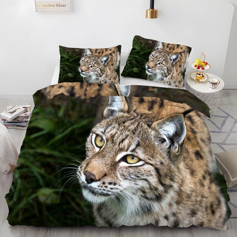 Grass Green Wildlife Duvet Cover Full Animal Print Bedding Sets Full Soft Microfiber Comforter Cover and 2 Pillow Shams 20″X26″, Bed Set Duvet
