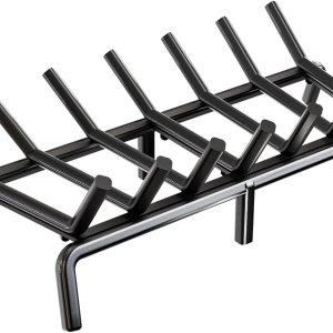 Rejilla de chimenea de acero sólido de 24 pulgadas, rejilla de leña mejorada con pata adicional para un soporte resistente y un mejor flujo de aire, Rejilla de chimenea de acero sólido de 24 pulgadas, rejilla de leña mejorada con pata adicional para un soporte resistente y un mejor flujo de aire,