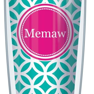 Pink Memaw Insignia Wrap en rotonda verde azulado y blanco con tapa rosa intenso de 16 onzas  Fantástica retención de temperatura, aislamiento Pink Memaw Insignia Wrap en rotonda verde azulado y blanco con tapa rosa intenso de 16 onzas  Fantástica retención de temperatura, aislamiento