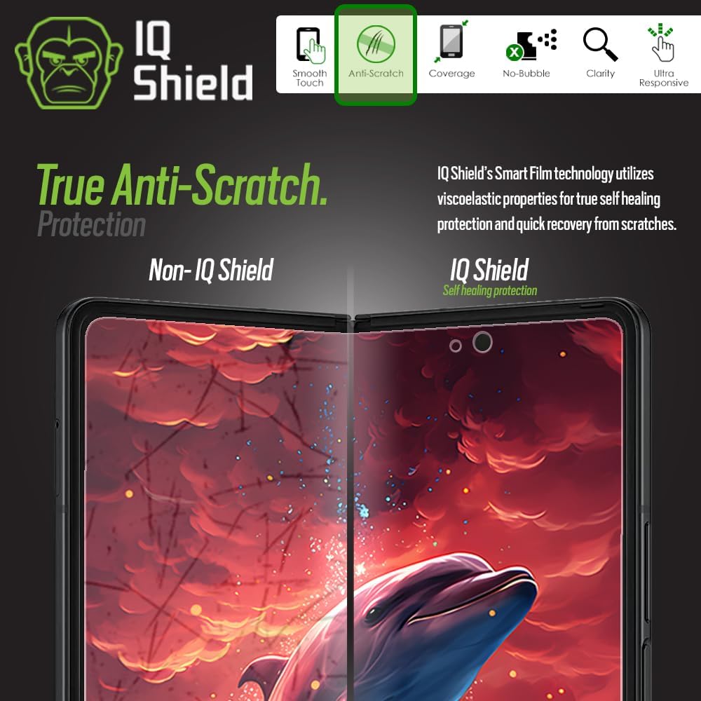 IQShield Protector de pantalla compatible con Samsung Galaxy Z Fold 3 (paquete de 2) película de TPU transparente antiburbujas