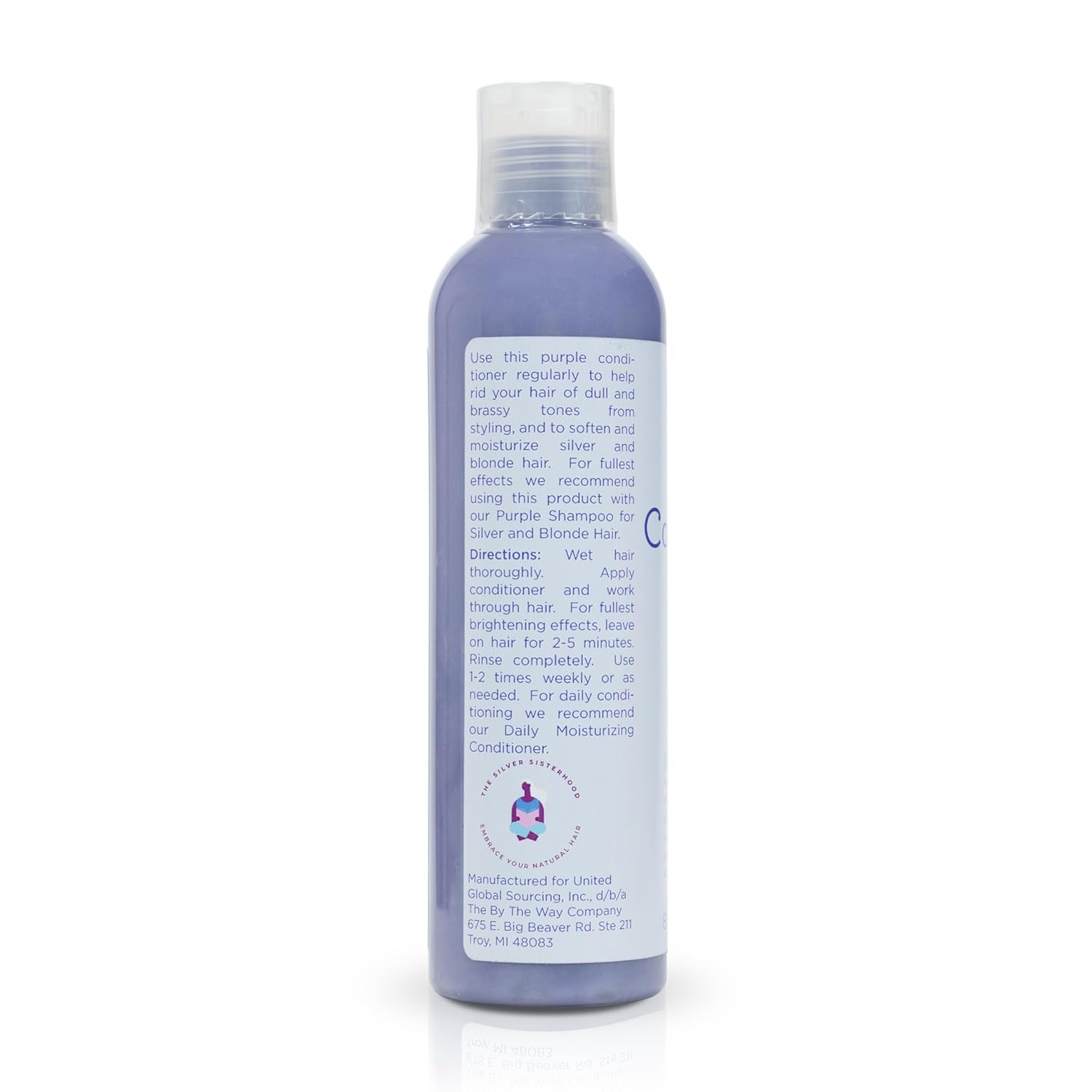 Acondicionador morado de The BTW Co. para cabello plateado, gris y rubio ilumina y elimina los tonos amarillos o cobrizos sin sulfatos, sin