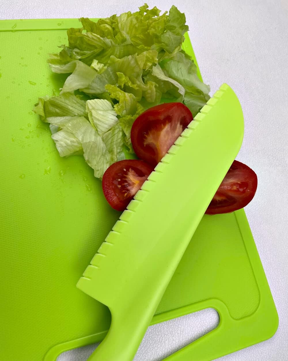 jawbush Cuchillo profesional para lechuga para evitar que se dore, cuchillo de cocina dentado de plástico de 11 pulgadas para verduras, ensalada,