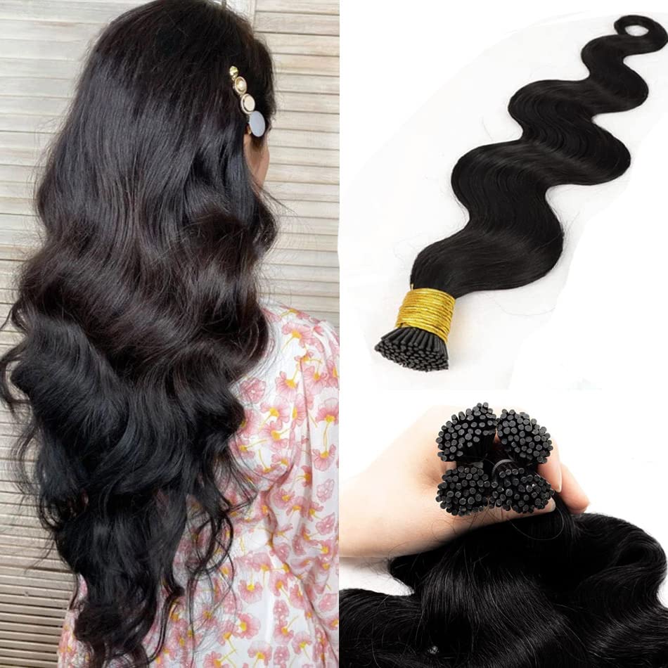 Extensiones de cabello humano real rizado con punta I para mujeres negras, 20 pulgadas, 1.76 ozpaquete, 50 soportes, queratina con punta en I,