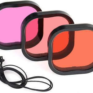 GEPULY Paquete de 3 filtros de buceo para GoPro Hero 8 9 10 11 12 carcasa oficial impermeable (rojo, rojo claro, filtros magenta)  Corrección de GEPULY Paquete de 3 filtros de buceo para GoPro Hero 8 9 10 11 12 carcasa oficial impermeable (rojo, rojo claro, filtros magenta)  Corrección de