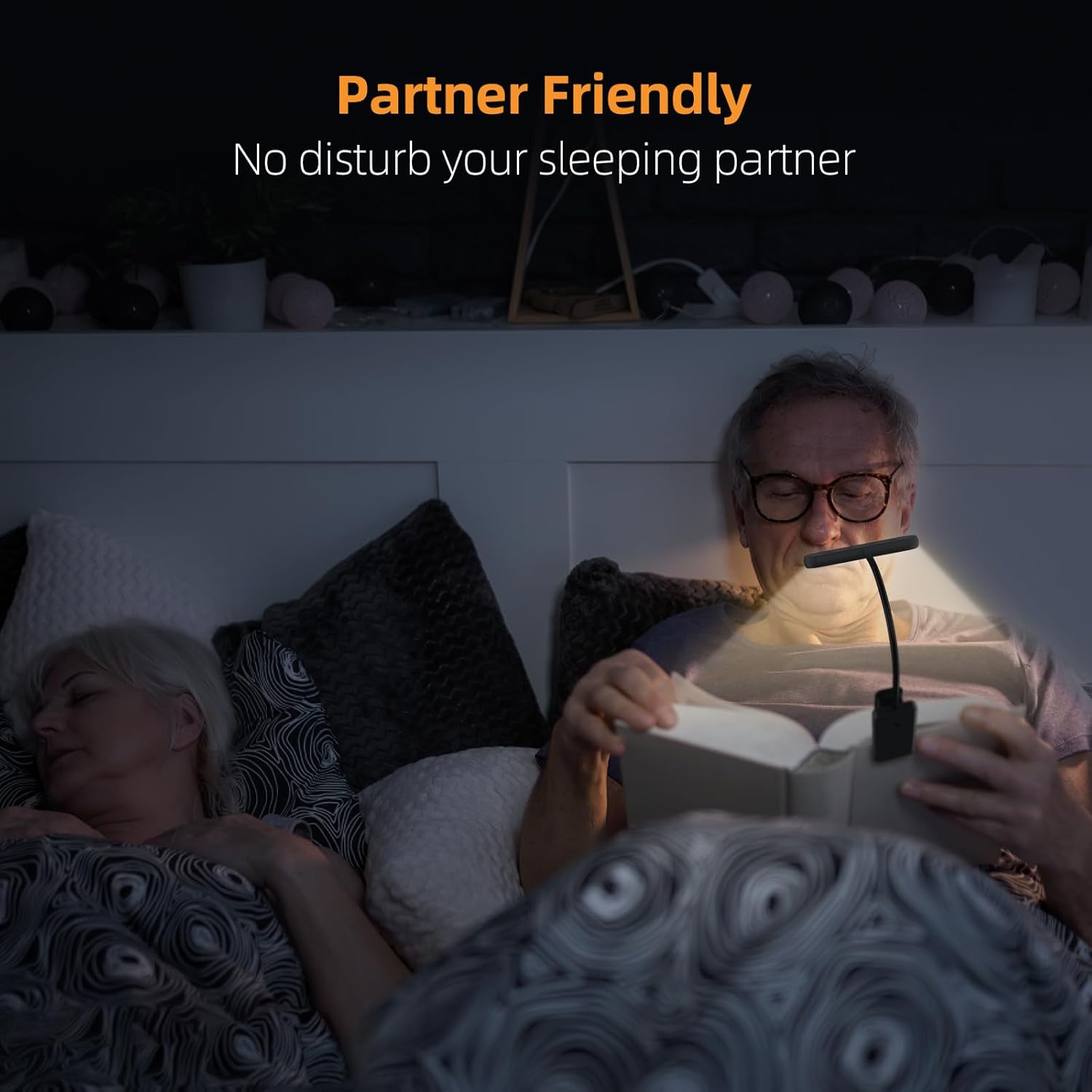 iFalarila Luces de libro para leer por la noche en la cama, luz de libro recargable con función de memoria, luz de lectura con clip para el cuidado