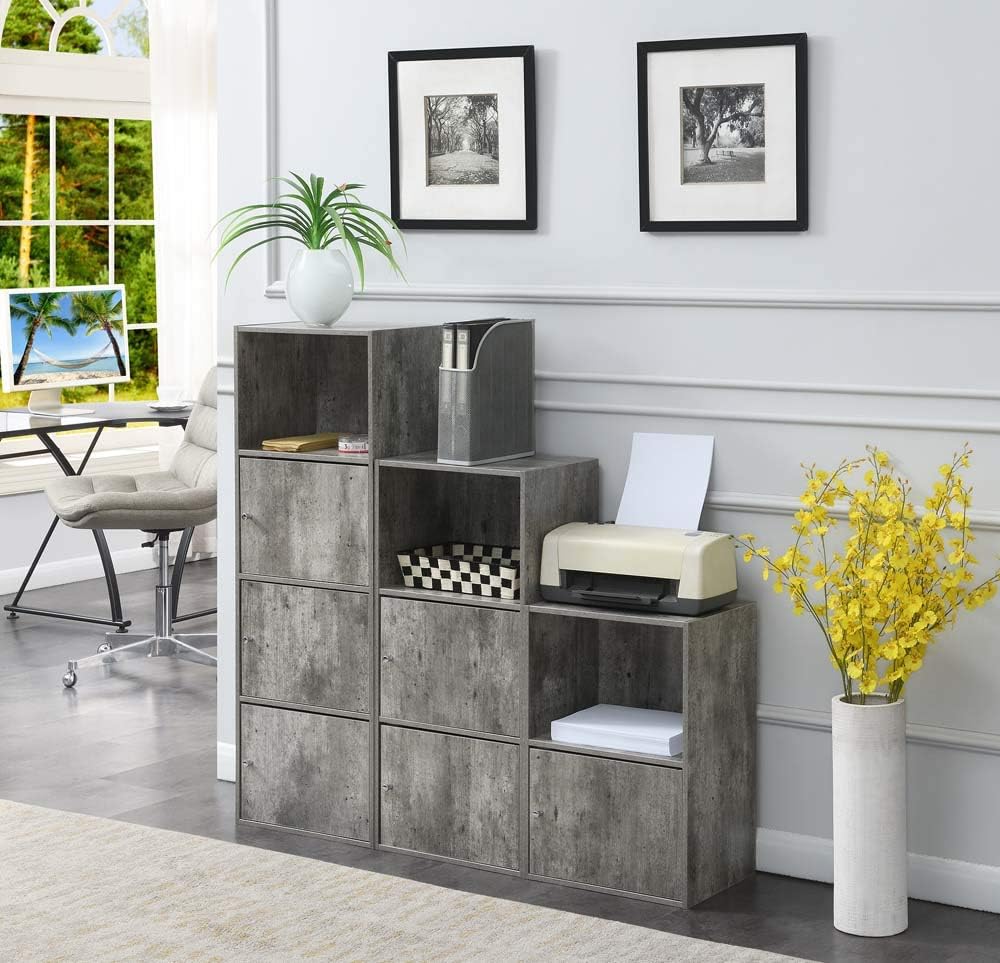 Convenience Concepts Xtra Storage – Armario de 3 puertas con estante, 16.5 pulgadas de largo x 12 pulgadas de ancho x 46.75 pulgadas de alto, abedul