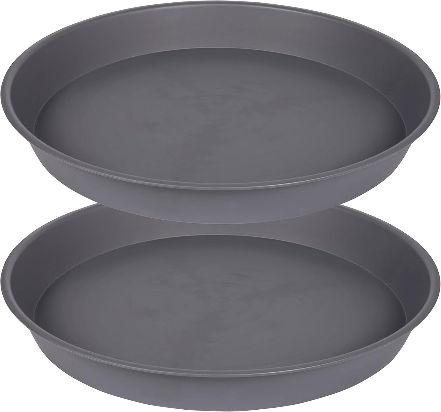 Platillo de plástico para plantas de 22 pulgadas, paquete de 2 bandejas de goteo grises duraderas para maceta, bandeja de drenaje resistente para