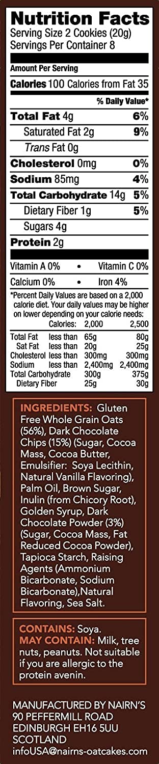 Nairn’s Grahams de avena con chispas de chocolate sin gluten, 3 paquetes5.64 oz
