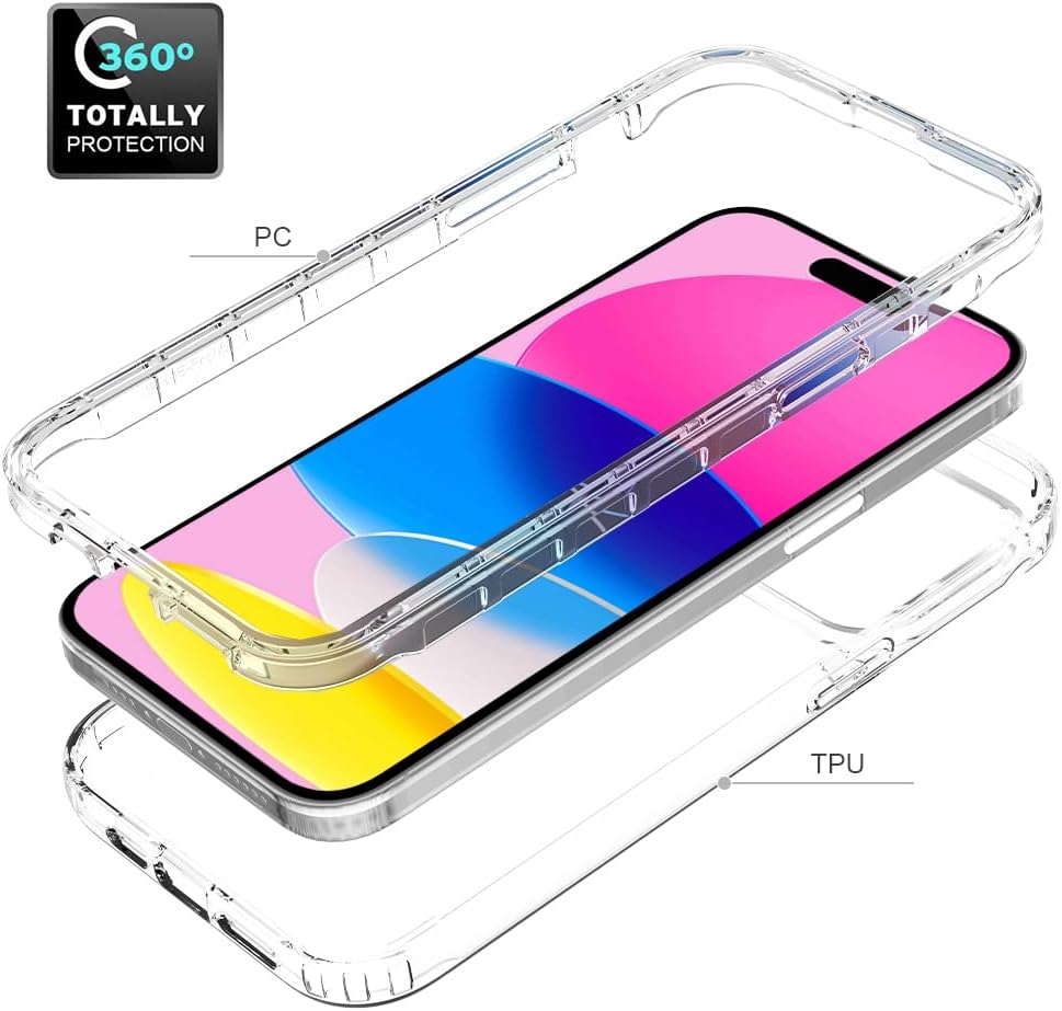 HAII Funda transparente para iPhone 15 Pro Max, delgada, de cristal, a prueba de golpes, funda protectora para iPhone 15 Pro Max de 6.7 pulgadas