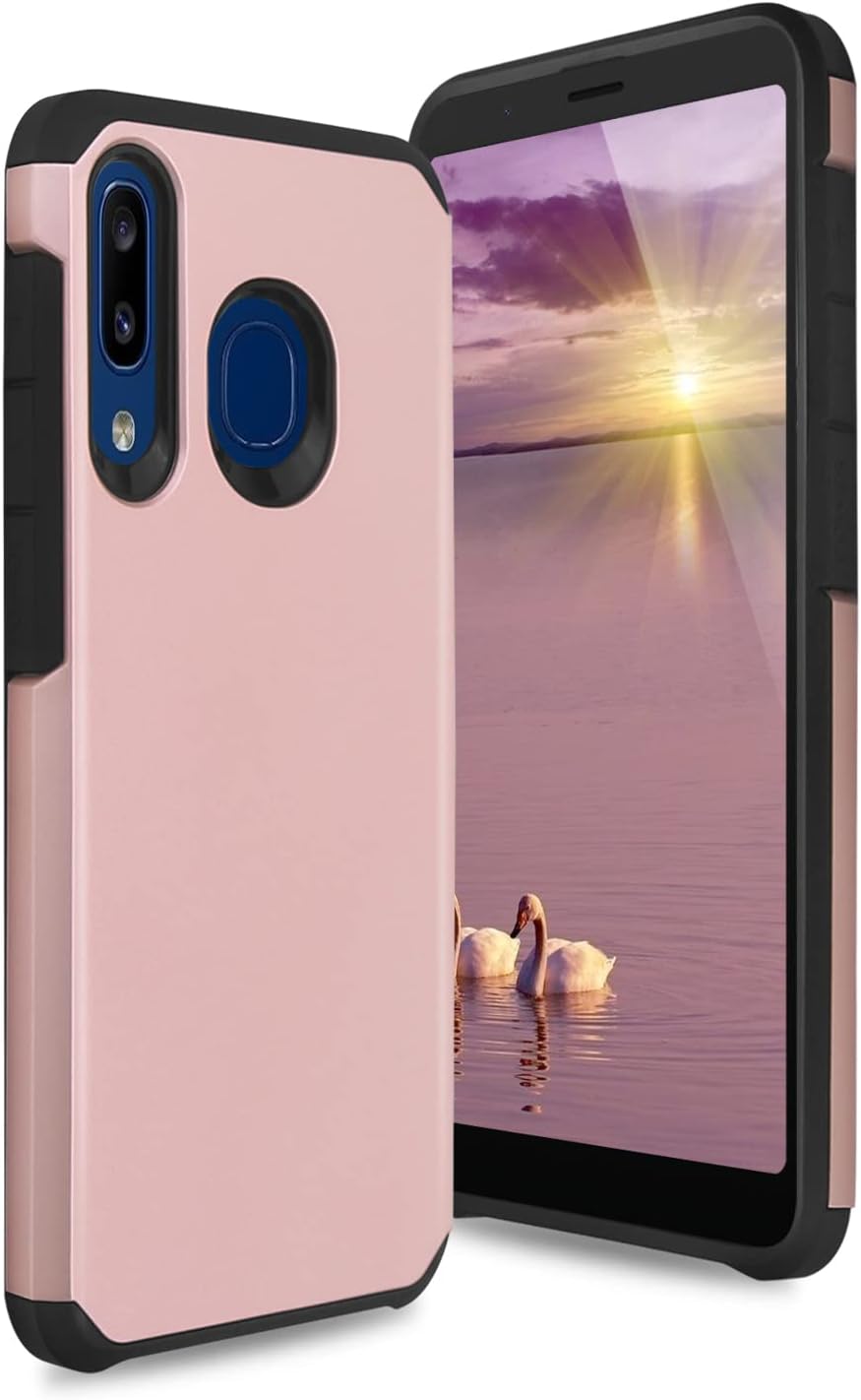 TJS Funda para teléfono compatible con Alcatel 3V 20195032W (no compatible con Alcatel 3V 2018), cubierta híbrida de doble capa a prueba de golpes