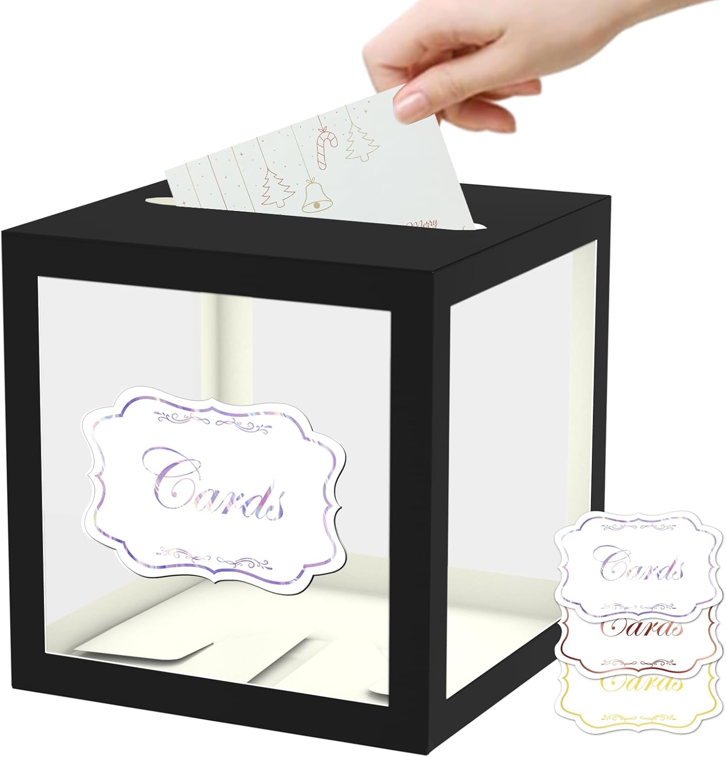WNINK Caja de tarjeta negra para fiestas, caja de regalo negra de 8.7 pulgadas, caja de dinero para cumpleaños, boda, baby shower, jubilación,