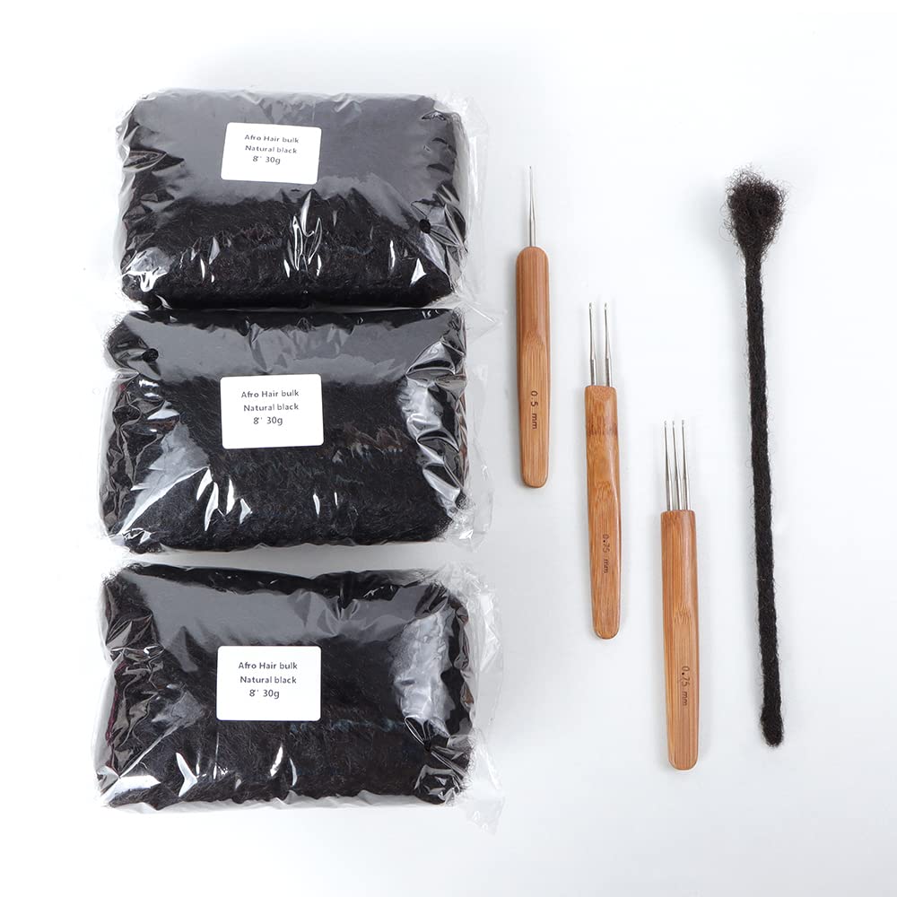 Orientfashion Extensiones de cabello humano rizado afro a granel para extensiones de reparación de rastas, paquete de 1.06 onzas (8 pulgadas, negro