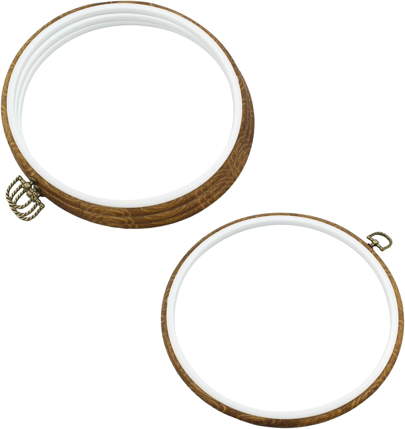 Bivethoi Juego de 4 aros de bordado, kit de marco redondo de punto de cruz, anillo circular de bordado de madera sintética para exhibir proyectos de