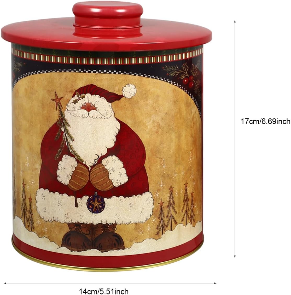 BESTonZON Latas de galletas de Navidad, 2 cajas de dulces de Navidad, latas de metal para galletas con tapas, recipientes decorativos de