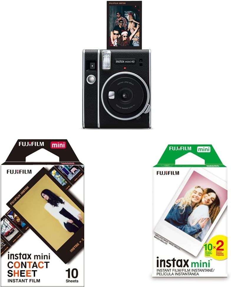 Fujifilm Paquete de cámara instantánea Instax Mini 40 con película de 20 exposiciones y paquete doble