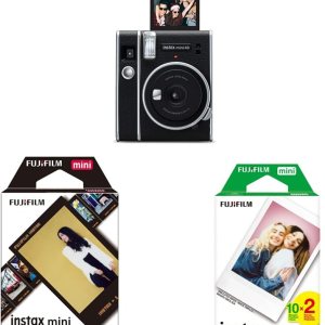 Fujifilm Paquete de cámara instantánea Instax Mini 40 con película de 20 exposiciones y paquete doble Fujifilm Paquete de cámara instantánea Instax Mini 40 con película de 20 exposiciones y paquete doble