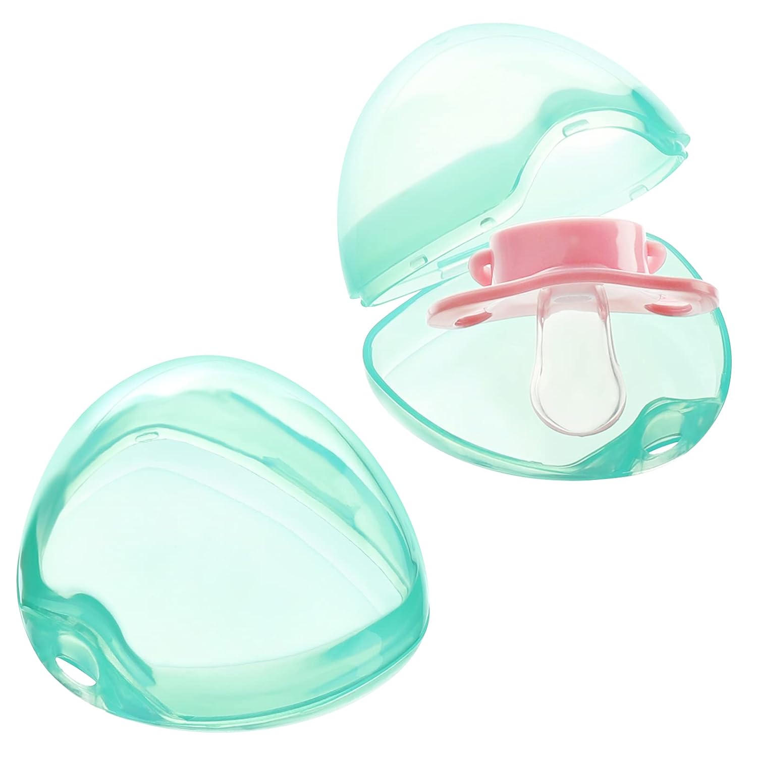 Accmor Funda para chupete, estuche para chupete, contenedor para chupete para viajes, sin BPA, verde transparente, paquete de 4
