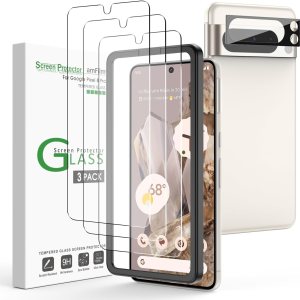 amFilm Protector de pantalla de vidrio templado para Google Pixel 8 Pro, compatible con huellas dactilares ultrasónicas, con marco de fácil amFilm Protector de pantalla de vidrio templado para Google Pixel 8 Pro, compatible con huellas dactilares ultrasónicas, con marco de fácil