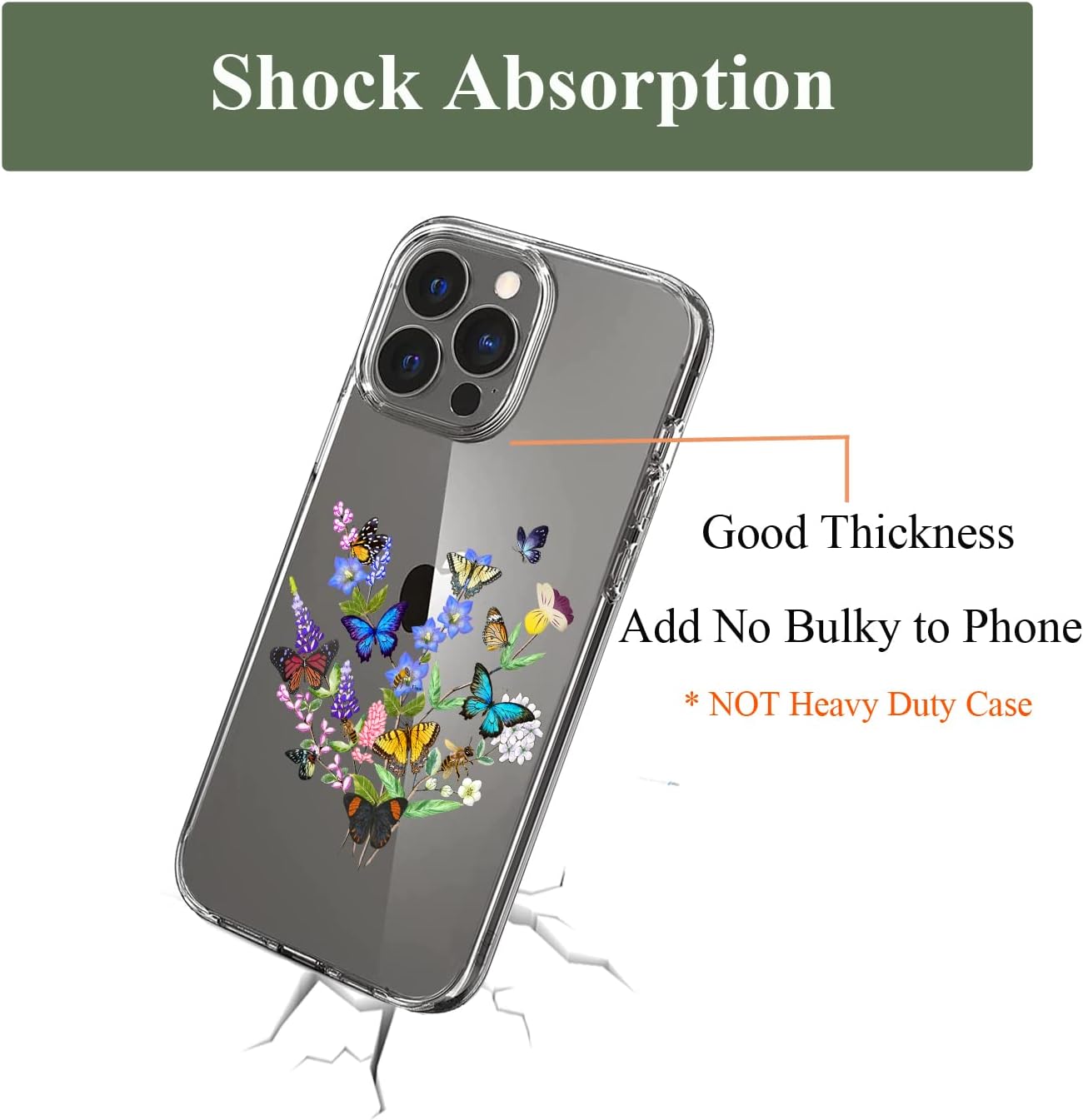 Unov Funda compatible con iPhone 13 Pro Max, transparente con diseño en relieve, patrón floral en relieve, TPU suave, parachoques delgado, protector