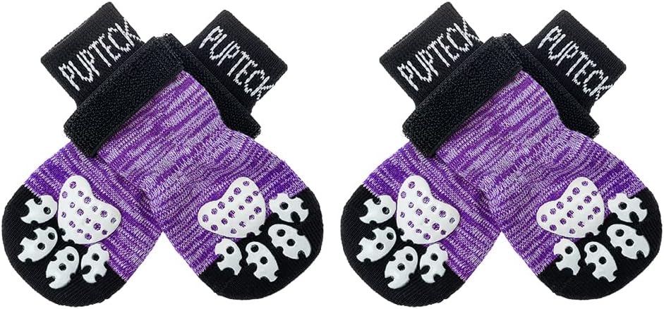 PUPTECK Calcetines antideslizantes para perros con agarres de doble cara para perros pequeños, medianos y grandes, suelos de madera dura que evitan