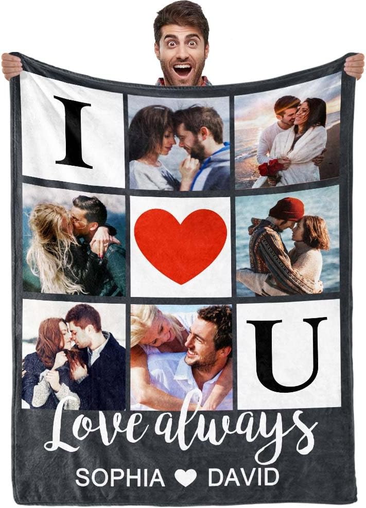 Regalos con texto en inglés “I Love You”, manta de franela personalizada para novio, manta de franela personalizada con imagen, regalos de novio
