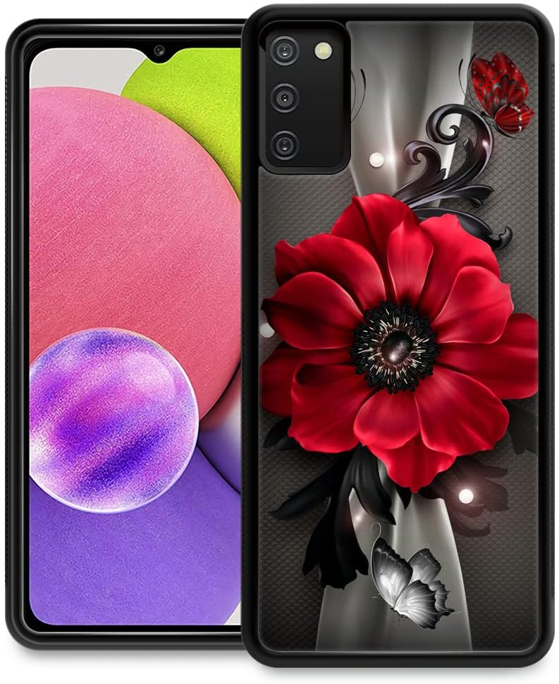 ZHEGAILIAN Funda compatible con Samsung Galaxy S20 FE 5G, diseño de mariposas y flores rojas, Galaxy S20 FE 5G, antideslizante, funda de TPU suave